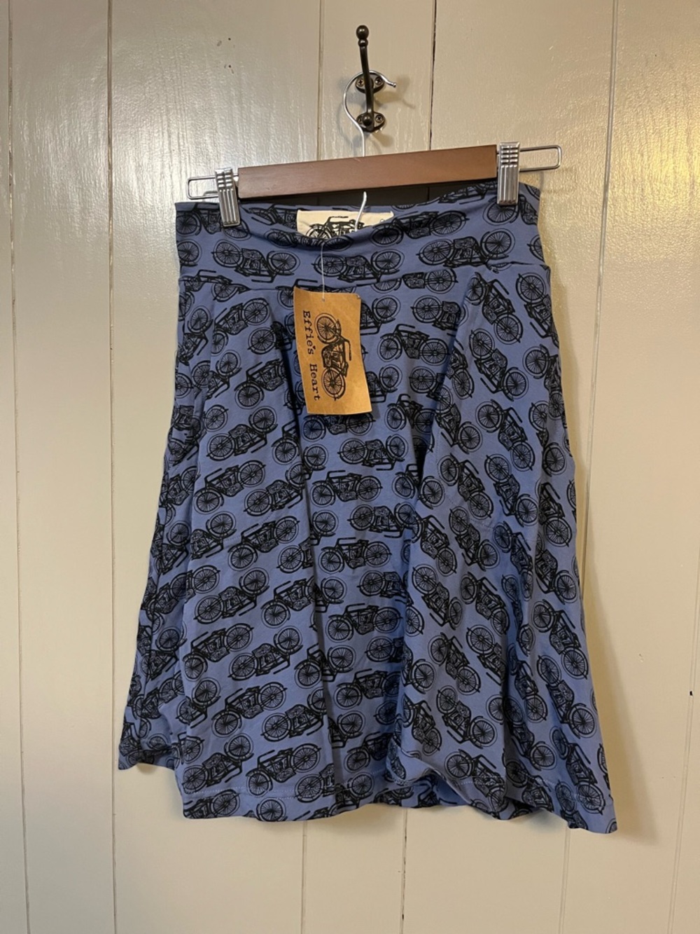 NWT Effie’s Heart All Over Motorbike Print Carnaby ALine Skirt Blue Pocket Small
